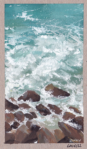 water hitting the rocks